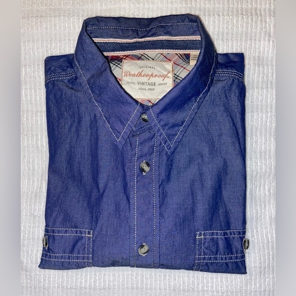2/49$ Men’s Weatherproof blue cotton denim style long sleeves shirt Sz‎ medium - Picture 1 of 8